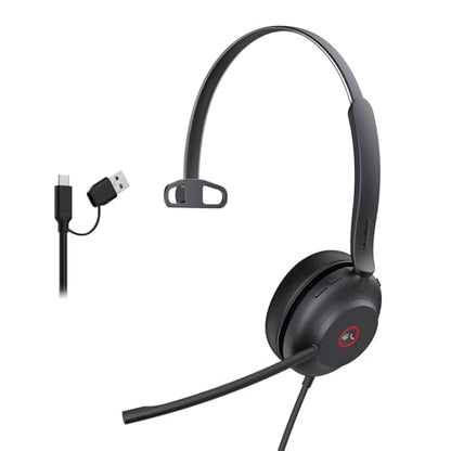 Yealink UH37 USB Headset with Mic Mono Wired Headphone for Office USB-C/A - color: UH37 USB-C/A, size: Mono-Ear (Teams)