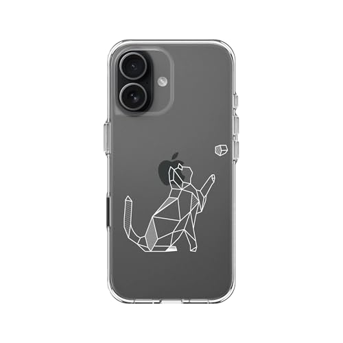 RhinoShield Clear Phone Case for iPhone 17 | Anti-Yellowing, Transparent, High Clarity, Shockproof, Military Grade Drop Protection - color: Geometric Cat, size: iPhone 17