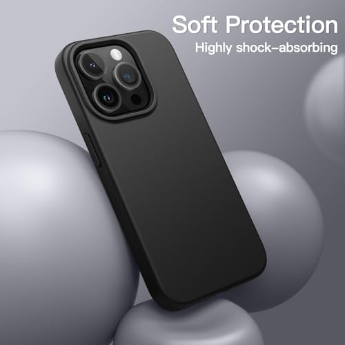 JETech Silicone Case for iPhone 15 Pro, Black | Silky Soft Touch, Shockproof Protection, Scratch Resistant, Microfiber Lining - color: Black, size: iPhone 15 Pro