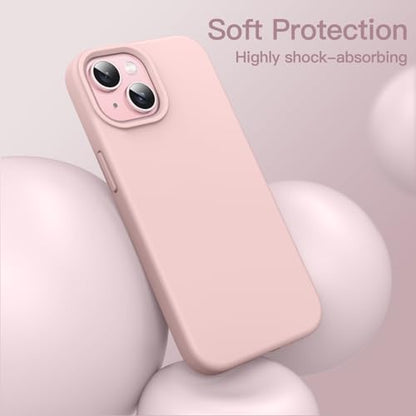 JETech Silicone Case for iPhone 15, Pink | Silky Soft Touch, Shockproof Protection, Scratch Resistant, Microfiber Lining - color: Pink, size: iPhone 15