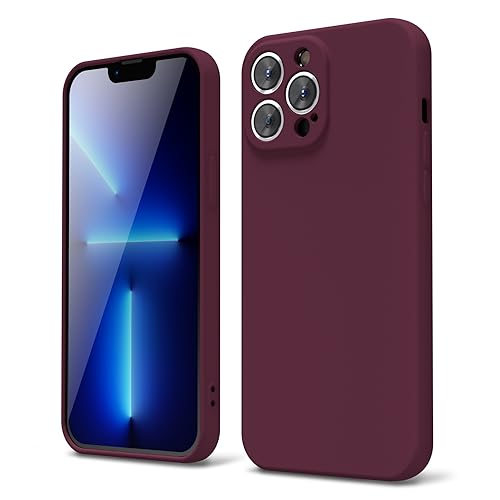 oakxco for iPhone 13 Pro Max Phone Case Liquid Silicone, Cute Thin Slim Soft Rubber TPU Plain Smooth Gel Cover for Women Girl Aesthetic, Matte Solid Protective & Shockproof Bumper, Burgundy Plum Wine - color: Burgundy, size: 13 Pro Max