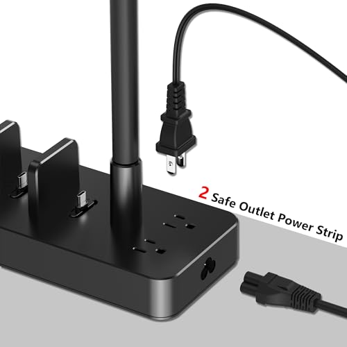 Drevet Charging Station for Multiple Devices, 6 Port USB C Fast Charger Station with 2 AC Outlets and Headset Stand, USB Charging Dock Compatible with Cellphone, Tablet, Kindle, iPhone, iPad and More