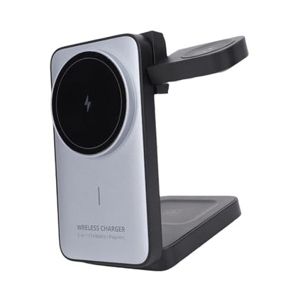 Yunseity Wireless Charging Station, 3 in 1 Foldable, 15W Fast Wireless Charger for Phone Watch Earbuds, Travel Charging Stand
