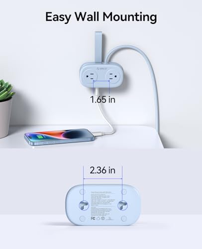ORICO Travel Power Strip PD20W with 4 AC Outlets 3 USB Ports (1 USB-C) - color: Blue