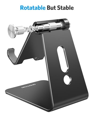 OMOTON C2 Adjustable Aluminum Cell Phone Stand with Charging Cutout, Black - color: Black