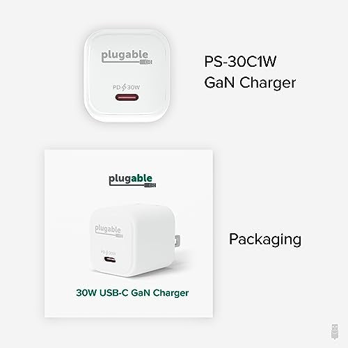 Plugable 30W USB-C GaN Charger, White