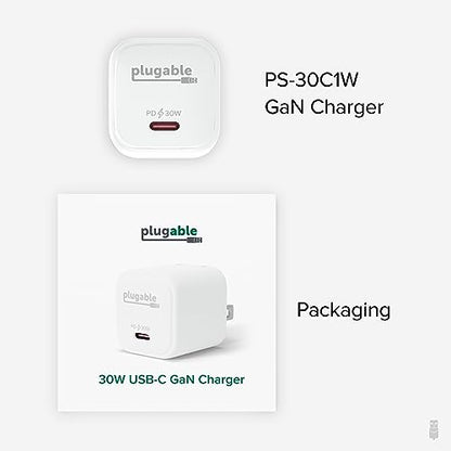 Plugable 30W USB-C GaN Charger, White