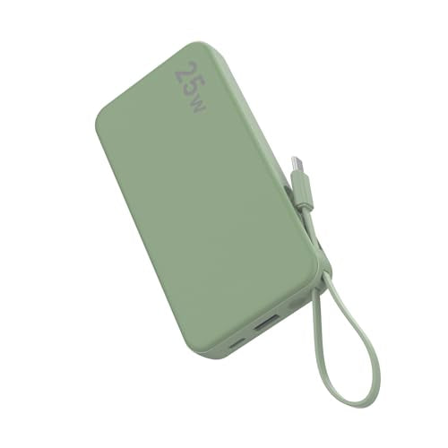 NOBIS Portable Charger 10000mAh 25W Power Bank with Built-in Cable - color: Green