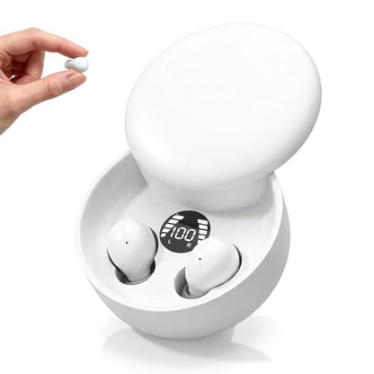 Yihou Small Mini Invisible Earbuds Wireless Bluetooth Hidden Headphones Discreet Tiny Earbuds for Work Smallest Low Profile Micro Sleep Earbud Invisible Ear Buds for Small Ear Canals Sleeping - color: White