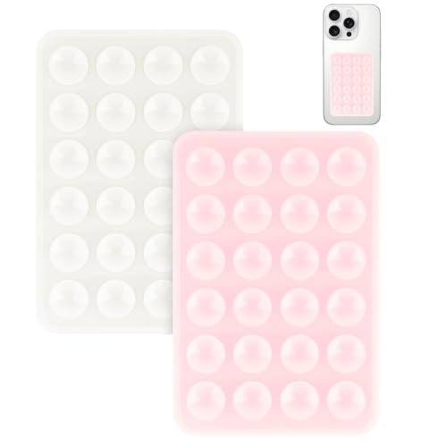 Yojaro 2 Pack Silicone Suction Phone Case Mount, Silicon Adhesive Smartphones Stand Sticky, Non Slip Suction Cup, Hands-Free Phone Accessories Holder for Selfies and Videos Light Pink & White - color: Light Pink & White