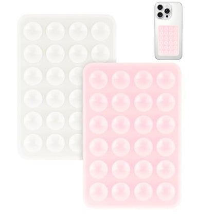Yojaro 2 Pack Silicone Suction Phone Case Mount, Silicon Adhesive Smartphones Stand Sticky, Non Slip Suction Cup, Hands-Free Phone Accessories Holder for Selfies and Videos Light Pink & White - color: Light Pink & White