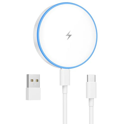 MagSafe Charger 15W Magnetic Wireless Charger Fast Charging Pad Compatible with iPhone 17/16/15/14/13/12 Series & AirPods 4/3/2/Pro Magnetic MagSafe Charging Pad with Dual Ports - color: White, size: 1Pack
