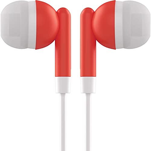 Maeline Bulk Earbuds with 3.5 mm Headphone Plug - 10 Pack - Red - color: Red, size: 10 Pack