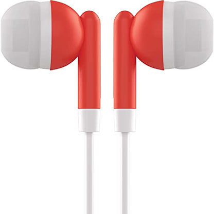 Maeline Bulk Earbuds with 3.5 mm Headphone Plug - 10 Pack - Red - color: Red, size: 10 Pack