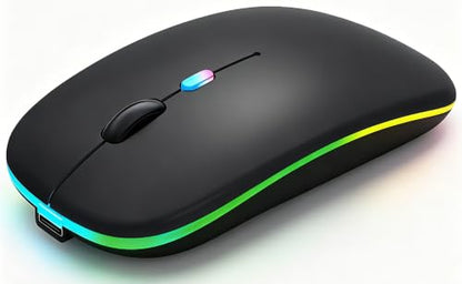 WREANU Wireless Mouse, Rechargeable Bluetooth Mouse for Laptop (Black) - color: Black
