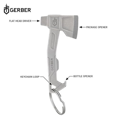 Gerber Hatchet 3-in-1 EDC Keychain Multitool, Bottle Opener, Silver - color: Silver