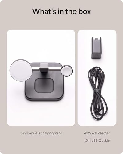 Mophie 3-in-1 Wireless Charging Stand - Qi2-Certified w/Up to 15W Power - color: Black, size: 3-in-1 Charging Stand