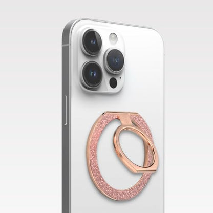 PureGear Magnetic Phone Ring Grip, for MagSafe Kickstand Holder - color: Chrome Rose Gold Pink Glitter