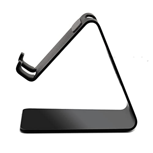 Cell Phone Stand - Aluminum Desktop Phone Holder, Anti-Slip, Universal Fit - color: Black