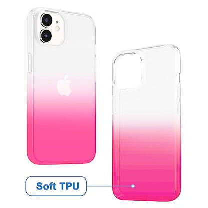 JJGoo Compatible with iPhone 12 mini Case, Soft Transparent Shockproof Protective Slim Thin Bumper Phone Cover, Gradient Pink - color: Gradient Pink