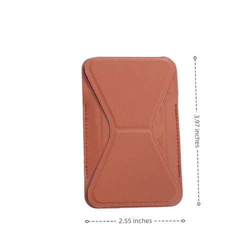 Magnetic Wallet for MagSafe with Stand, RFID Blocking, 2 Card Holder, Slim Leather, Compatible with iPhone 17 16 15 14 13 12 Series - color: brown small support