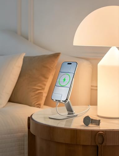 Lamicall Ultra-Thin Cell Phone Stand, Foldable Cellphone Holder for Desk - color: B-White