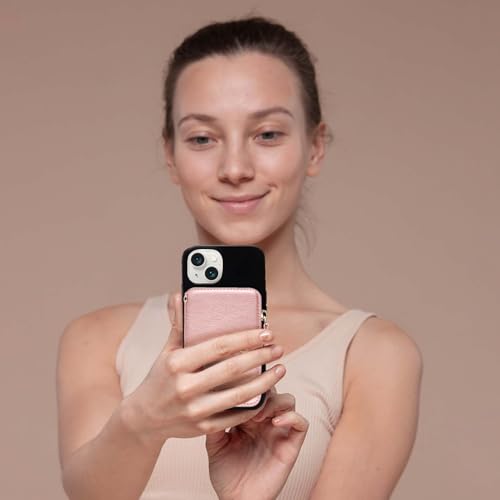 M-Plateau Foldable Phone Wallet，iPhone Card Holder Stick On with Flexible Zipper Coin Purse Multifunctional Kickstand Design, Fits 6.1 and Above Leather or Smooth Surface Phone case | Card Holder for Phone case with Zipper Coin Purse Fits 6.1 and Above Ph