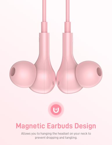 iMangoo for Apple MFi-Certified Soft Headphones for Lightning Wired Earbuds - color: Pink