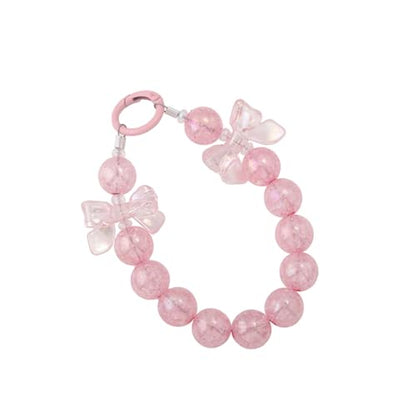Bow Phone Chain Wrist Strap, Cute Iphone Cellphone Case Wristlet Keychain - color: Pink