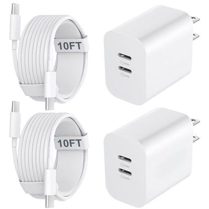 iPhone 18 Duo 17 16 Charger Fast Charging 10 FT Long iPhone USB C Charger - color: white, size: 10 Feet