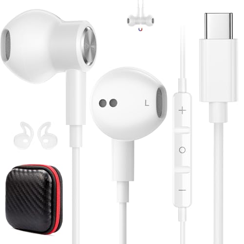 USB C Earbuds Wired Headphone for iPhone 18 Pro Max 17 16 17e,White - color: White