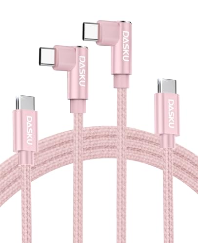 USB C to USB C Cable 2Pack 10FT 90 Degree, 60W PD Fast Charging Right Angle - color: Pink, size: 6FT, style: USB C to USB C