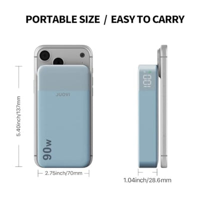 JUOVI Laptop Power Bank 90W 20000mAh Portable Charger - color: Blue