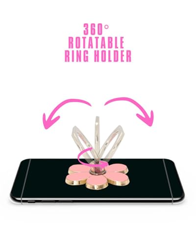 NXVX Phone Ring Holder, Pink 360° Rotating Finger Grip & Kickstand - color: pink