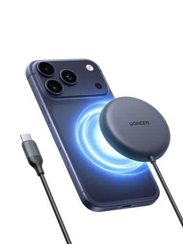 UGREEN Qi2.2 25W MagSafe-Compatible Wireless Charging Pad | Qi2.2 Certified, Fast Charging Pad for iPhone 12-17 Series and AirPods, 5FT Cable, Black, Adapter Not Included - color: Grey