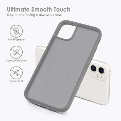 TENOC Phone Case Compatible with iPhone 11, Dark Gray Case Translucent Protective Bumper Matte Hard Back Cover for 6.1 Inch - color: Dark Gray, size: iPhone 11