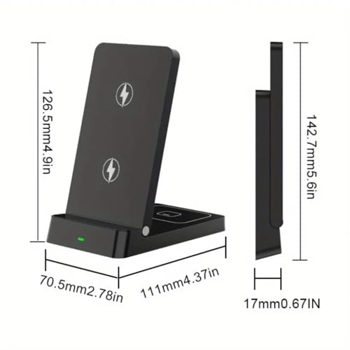 2 in 1 Dual Coil Magnetic Wireless Charger Stand Foldable Desktop Fast Charging Station for iPhone 17 16 15 14 13 12 for Airpods (White)