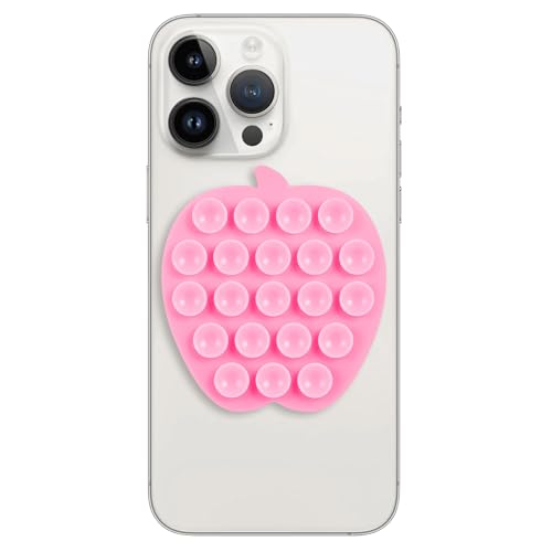 CIEO SuctionPhone Grip, Strong Silicone Suction,Strawberry Sticky Grip,Suitable for Selfies and Videos on Mirrors, Bathrooms and Smooth Surfaces, Compatible with iPhone (Pink) - color: Pink