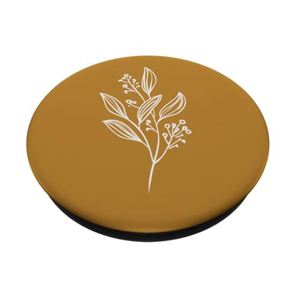 Delicate Boho Botanical Leaves Motif Mustard Yellow PopSockets Adhesive PopGrip - style: Adhesive PopGrip