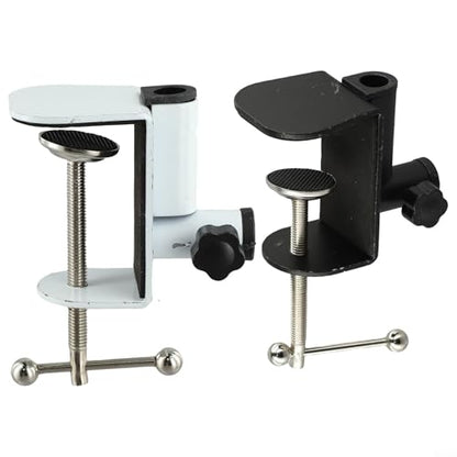 Metal Base C-Shape Table Mount Clamp with Cantilever Bracket and 360° Rotation for Desktop or Bedside Use, Black(white)