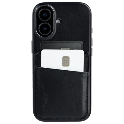Dockem Genuine Leather Card Case for iPhone 17 with Camera Control Button and Stitched-on Wallet with 2 Holder Slots (Black, M2GL) - color: Black, size: 17