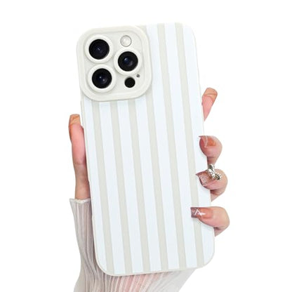 KANGHAR Compatible with iPhone 16 Pro Case Stripes -White | Silicone Cute Pattern, Camera Protection Soft Slim Phone Case for Phone Case - color: Stripes-White, size: iPhone 16 Pro