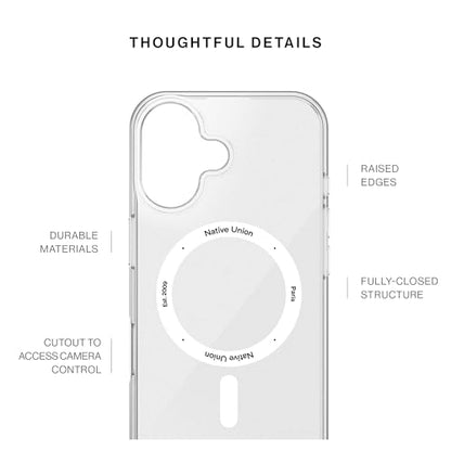Native Union (Re Clear Case – Transparent Anti-Yellowing Case – MagSafe Compatible with Built-in Magnets – Recycled Materials – Ultra-Durable with Military Grade Drop Protection for iPhone 16 - size: iPhone 16