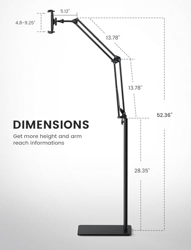 Lamicall Kindle Stand Tablet Holder 55" Height Adjust Extend Flexible Arm