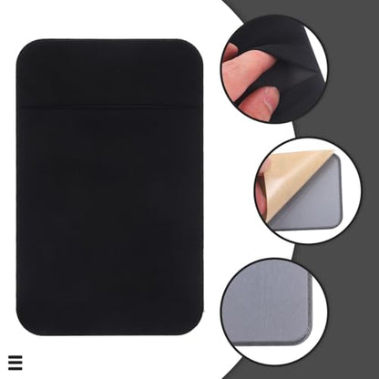 Beaupretty 2pcs Adhesive Phone Card Holder Cellphone Wallet with Elastic Stretch Fabric, Black Sticky Mobile Phone Wallet Pocket for Smartphones