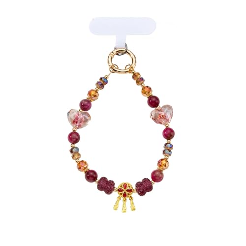 Phone Charm for Women, Beaded Wrist Strap Lanyard with Tether Tab – Anti-Theft Hands-Free Detachable Phone Chain Wristlet