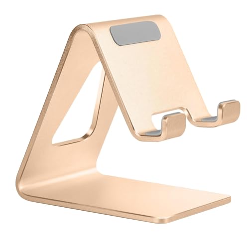 Aoviho Cell Phone Stand for Desk, Aluminum Phone Holder, Rose Gold - color: Rose Gold