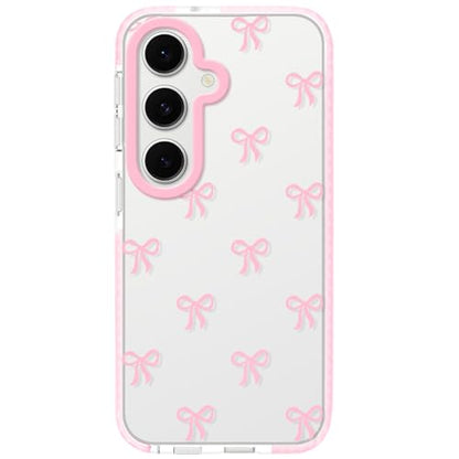 Dumkery Cute Phone Case for Samsung Galaxy S24 FE, Bow Aesthetic Pattern Cases, Soft Clear TPU Shockproof Bumper Cover for Girls Women, Pink - size: Samsung Galaxy S24 FE