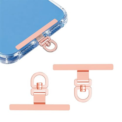 2 Pack Stainless Steel Phone Tether Tabs - Universal Lanyard Patches for phone cases, Phone Lanyard Tab - color: Rose Gold