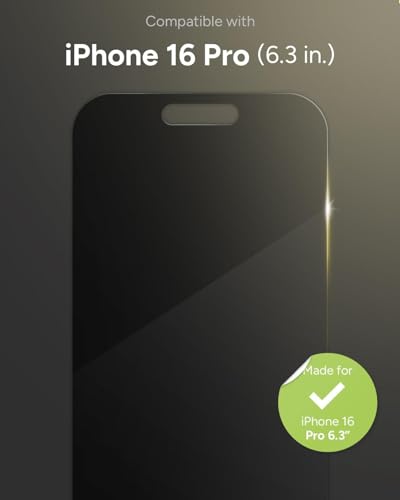 ZAGG InvisibleShield Glass Privacy 360 iPhone 16 Pro Screen Protector - 4-Way Privacy Filter, 5X Stronger with Reinforced Edges, Scratch & Smudge-Resistant Surface, Install Tray Included - style: iPhone 16 Pro